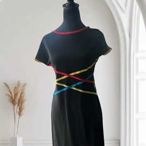 Black and Red Sheath Cocktail Dress with Raglan Sleeves